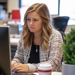 Young business owner researching Mailchimp alternatives on her laptop.